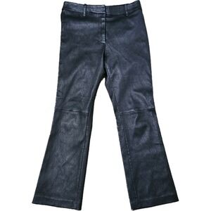 Derek Lam 10 Crosby Black Lamb Leather Straight Leg Cropped Pants Size 6